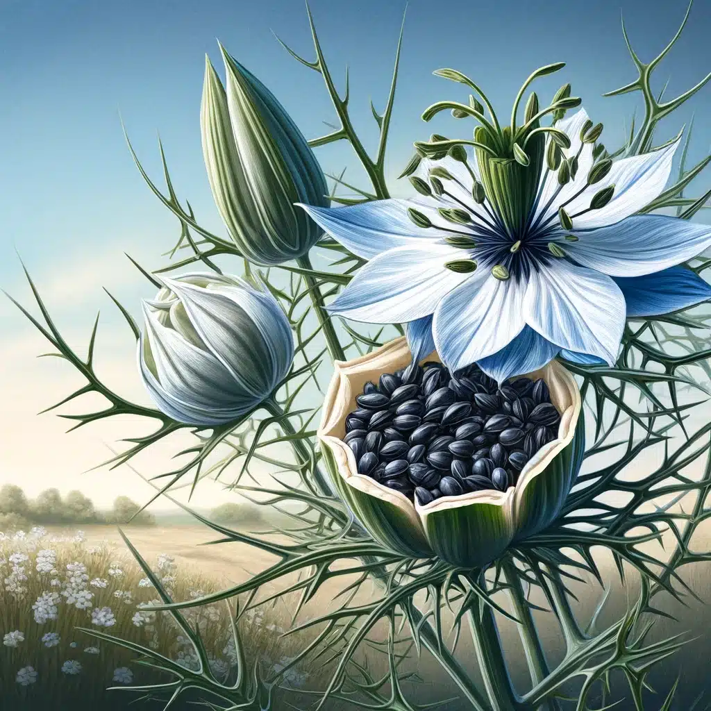 Čierny kmín (Nigella sativa), známy aj ako rímsky koriander alebo indický kmín, je aromatické korenie s bohatou históriou a pôsobivým zoznamom liečivých vlastností. 