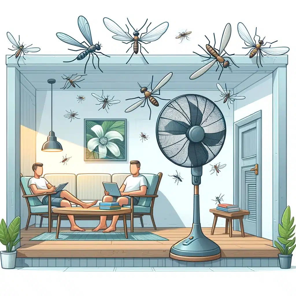 Použitie ventilátorov na terase alebo v interiéri môže pomôcť znížiť ich výskyt.